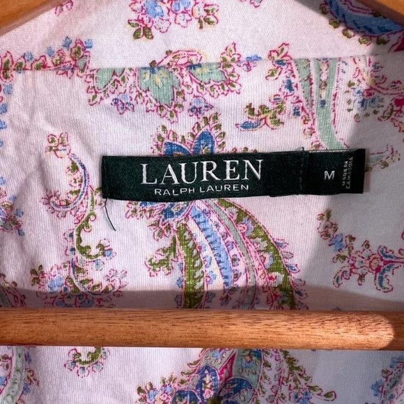 Lauren Ralph Size M Women’s Paisley Collared Button Up Nightshirt - Picture 9 of 11